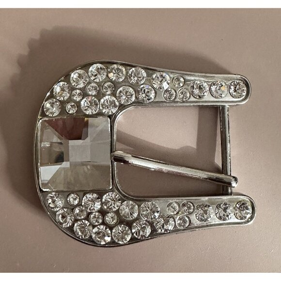 BB Simon Belt Buckle Silver Swarovski Crystals Bling Fits 1” Show Cowgirl - Picture 2 of 10